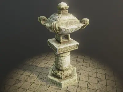 Shogun Temple Pillar PBR Low Poly Low-poly 3D model