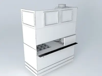 Kit stainless steel kitchen with stove and oven Free 3D model