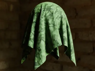 Realistic Procedural Green Camo Fabric Shader Texture Texture
