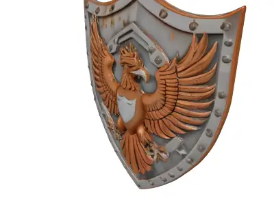 Medieval Eagle Crest Shield 3D model