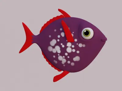 Cartoon purple fish 3D model