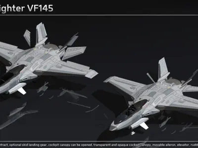 Scifi Fighter VF145 Low-poly 3D model