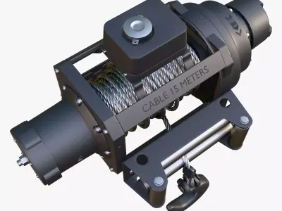 Electric Winch with Steel Cable M1 3D model