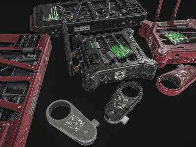 Hacking Gadget - Device Package Low-poly 3D model
