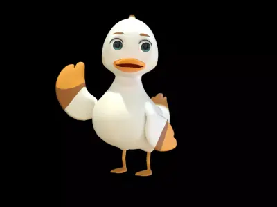 Rigged Cartoon Duck  Low Poly 3D Model Low-poly 3D model