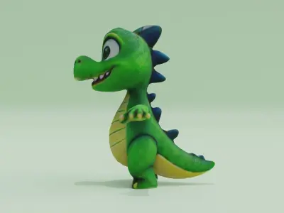 Baby Dragon T-pose Character Low-poly 3D model