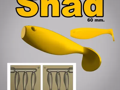 Mold Shad 60mm Step STL file Free 3D print model