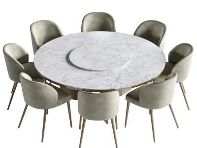 Dinning Set Morgan round table  Minotti dining chair Free 3D model
