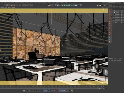 Redshift - C4D Scene files - Luxury Restaurant Scene 3D model
