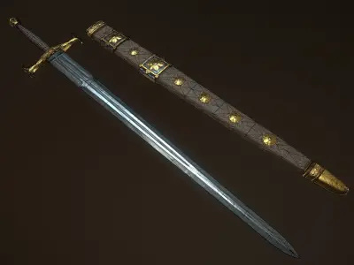 Royal Sword with scabbard Low-poly 3D model
