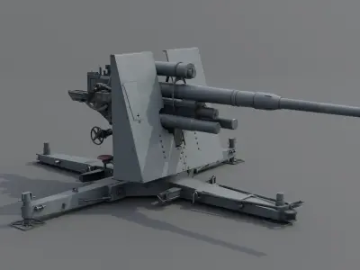 88mm Flak 36 Anti Aircraft Gun Low-poly 3D model