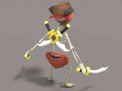 Cartoon Pirate Skeleton Low-poly 3D model