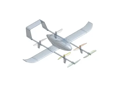 eVTOL fixed-wing solid CAD for CFD 3D model