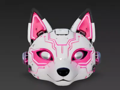 Stylized Cyber Fox Mask 3D Model 3D Model Low-poly 3D model