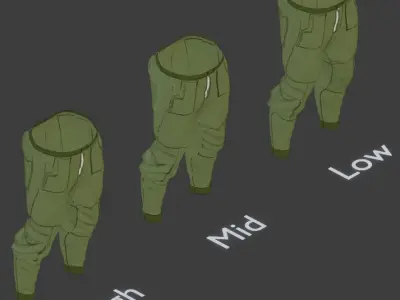 Cargo Pants Low-poly 3D model