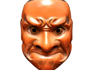 Kobeshimi Mask Noh Theatre Japanese Mythology Fantasy Art Cloth Low-poly 3D model