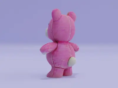 Teddy Bear Toy Plush Pink Free low-poly 3D model