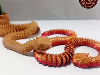 ARTICULATED SPIKY VIPER SNAKE 3D print model