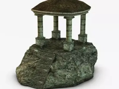 Ancient temple on a rock 3D model