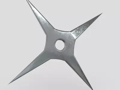 Shuriken 4 metal star Low-poly 3D model