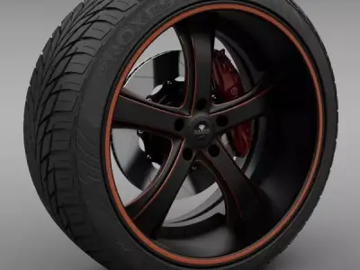 Savini Forged SV-33S Wheel and Tire 3D model