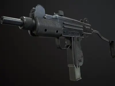 Mini Uzi PBR 4k Texture Low-poly 3D model