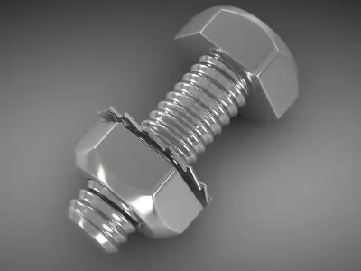 Screw nut and bolt Low-poly 3D model