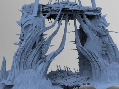 Mars Sci-Fi Monolith Massive structure 3 3D model