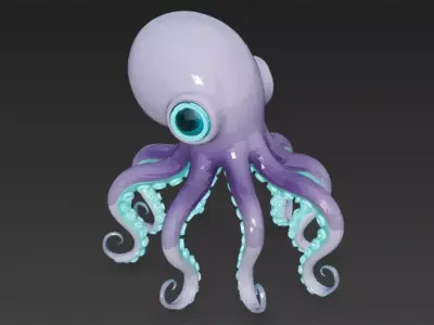 Cartoon Cyberpunk Octopus Low-poly 3D model
