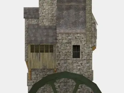 Water mill low poly Low-poly 3D model