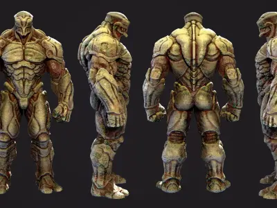 Soldier Heavy Horror Alien - Game Ready Enemy Character Low-poly 3D model