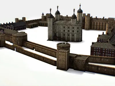 Fortress of the Tower of London historic castle 3d model Low-poly 3D model