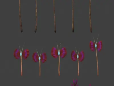 Glowing alien herbs 3 Low-poly 3D model