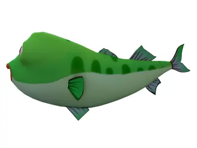 Striped Bass Fish Cartoon Animated Low-poly 3D model