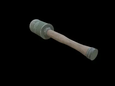 Stielhandgranate 1 wooden mallet Free low-poly 3D model