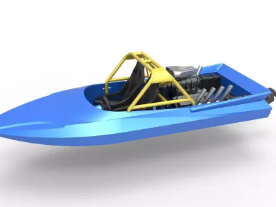 Jet sprint boat Scale 1 to 25 3D print model