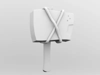 weapon wooden stick with rope Low-poly 3D model