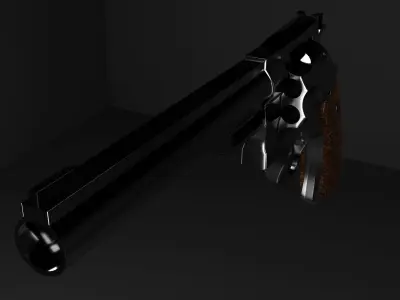 44 RUGER REDHAWK MAGNUM REVOLVER - HIGH POLY 3D model