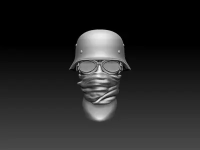 helmet with glasses and bandana 3D print model