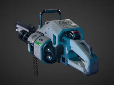 Weapon chain gun Low-poly 3D model