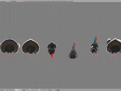 Turkey in low polygons Low-poly 3D model