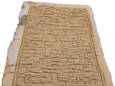 Ancient Stone Tablet with Inscriptions Low-poly 3D model