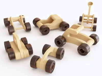 Wooden toy car 10 3D model