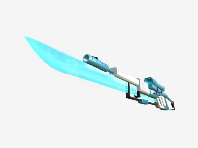 SciFi Sniper Gunblade A01 White Blue - Fiction Weaponry Low-poly 3D model