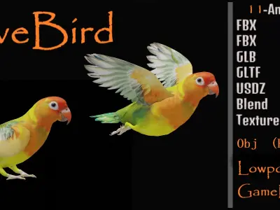 Lovebird Parrot Low-poly 3D model
