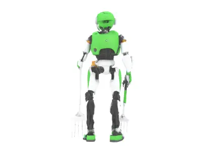 Robot version of a farmer model Low-poly 3D model
