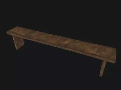 Medieval Old Wooden Bench Low-poly 3D model purchase