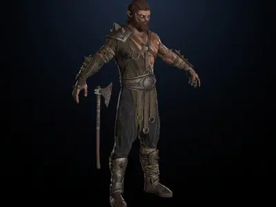 Werewolf-RIGGED warrior Low-poly 3D model