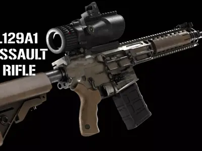 L129A1 Assault Rifle Low-poly 3D model