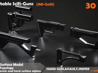Convertable Sci-fi Guns IMI Galil Low-poly 3D model